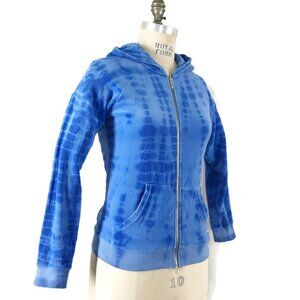 Vintage Y2K Juicy Couture Velour Hoodie Blue Tie Dye Track Jacket Blue